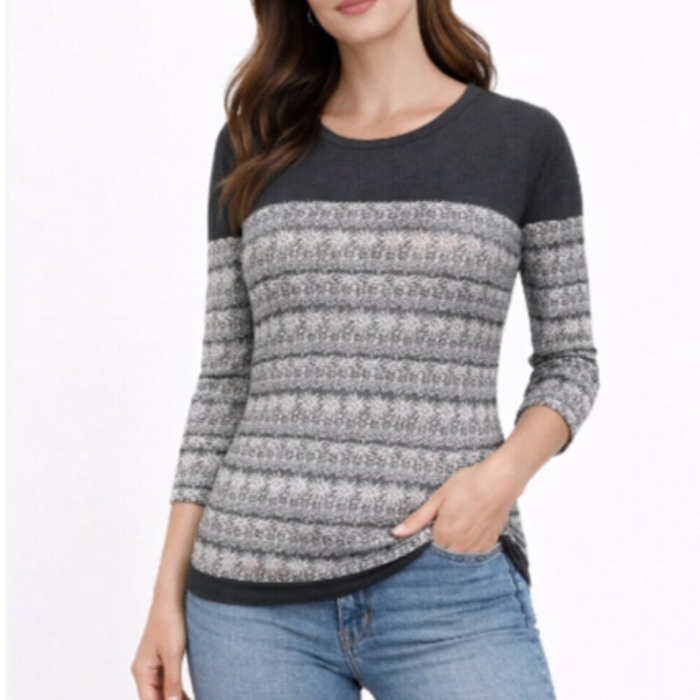 RED Valentino Knit Crewneck Top Black/White Patterned Knitwear